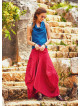 Gypsy Style Oversized Pocket Detailed Wholesale Long Cotton Skirt