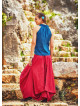 Gypsy Style Oversized Pocket Detailed Wholesale Long Cotton Skirt