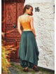 Boho Gypsy Style Asymmetrical Hem Tie Waist Long Cotton Skirt