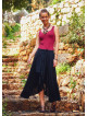 Hem Detailed Elastic Waist Wholesale Gypsy Black Flowy Midi Skirt