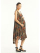 Khaki Patterned Scoop Neck Round Hem Sleeveless Maternity Dress