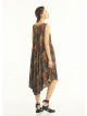 Khaki Patterned Scoop Neck Round Hem Sleeveless Maternity Dress
