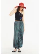 Blue Print Wide Shirred Waist Boho Style Harem Pants