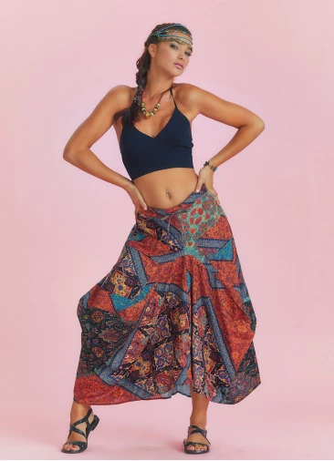 Gypsy Style Ethnic Print Cotton Long Skirt