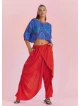 Wrap Front Loose Fit Boho Summer Red Pants