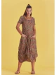 Authentic Pool Neck Half Sleeve Claret Red Patterned Long Dress