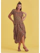 Authentic Pool Neck Half Sleeve Claret Red Patterned Long Dress