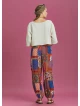 Blue Patterned Elastic Waist and Hem Mid Rise Harem Pants