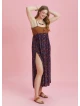 Strappy Button Back Orange Floral Slit Plus Size Dress