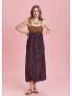 Strappy Button Back Orange Floral Slit Plus Size Dress