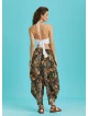 Draped Elastic Waist Floral Print Hippie Pants