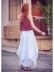 Oversized Pocket Detailed Tie Waist Boho Chic White Long Skirt