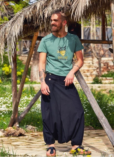 Wrap Front Elastic Waist Boho Wholesale Men's Black Harem Pants