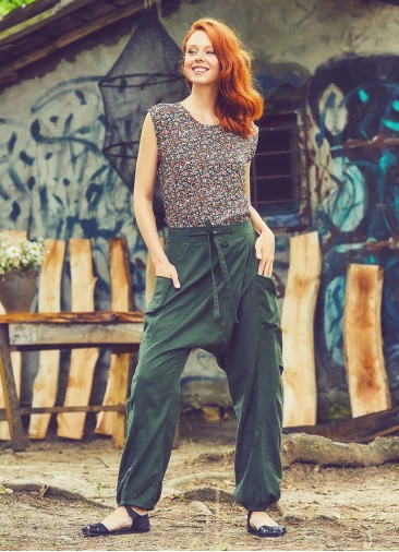 Pocket Detail Casual Boho Wholesale Cotton Drop Crotch Pants