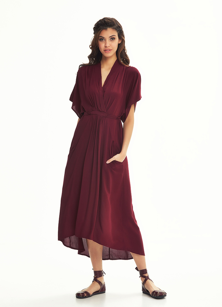 boho burgundy dress